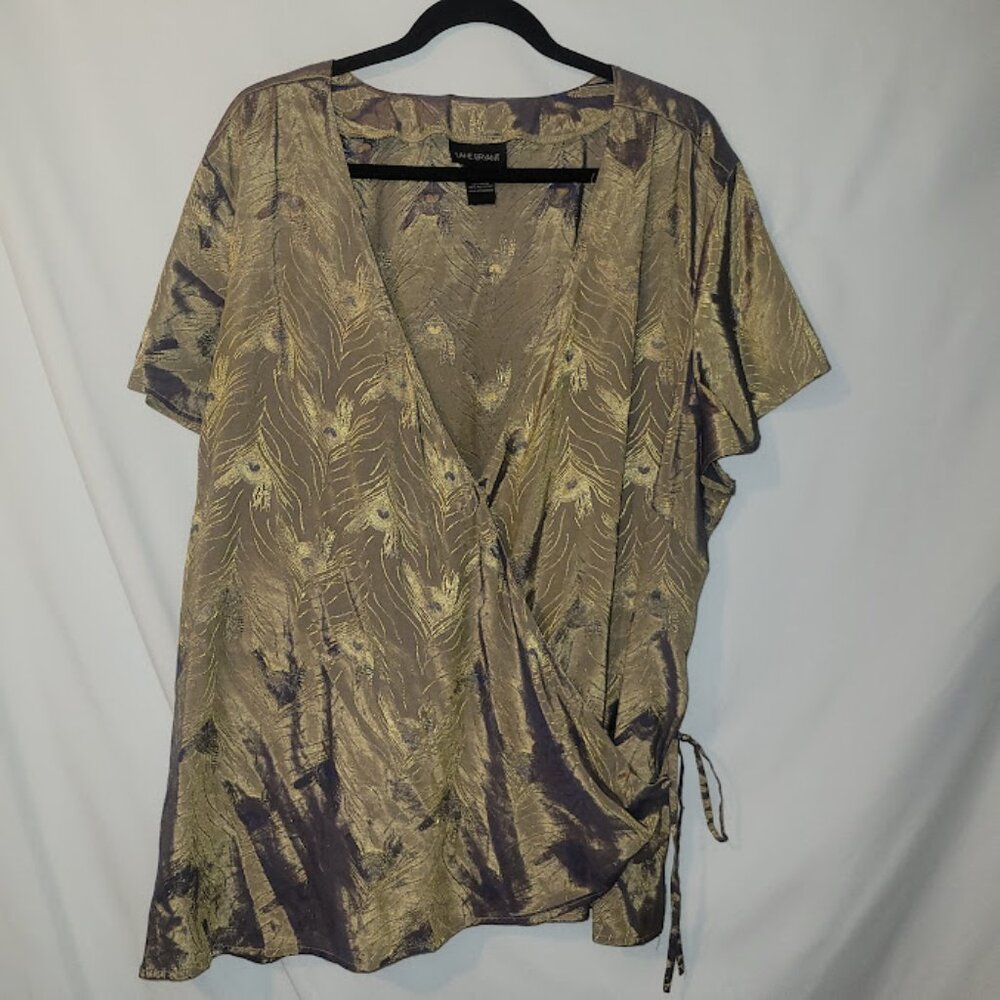Lane Bryant Gold Blue Blouse Size 26/28